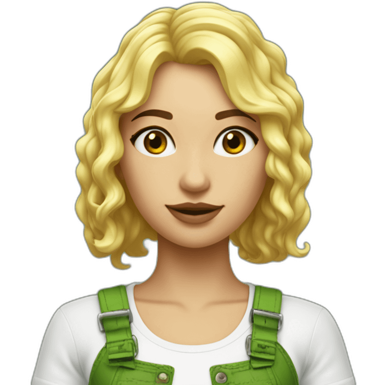 Chica rubia rizado+flequillo con ropa verde + pc emoji