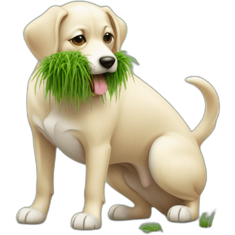 dog eating grass emoji