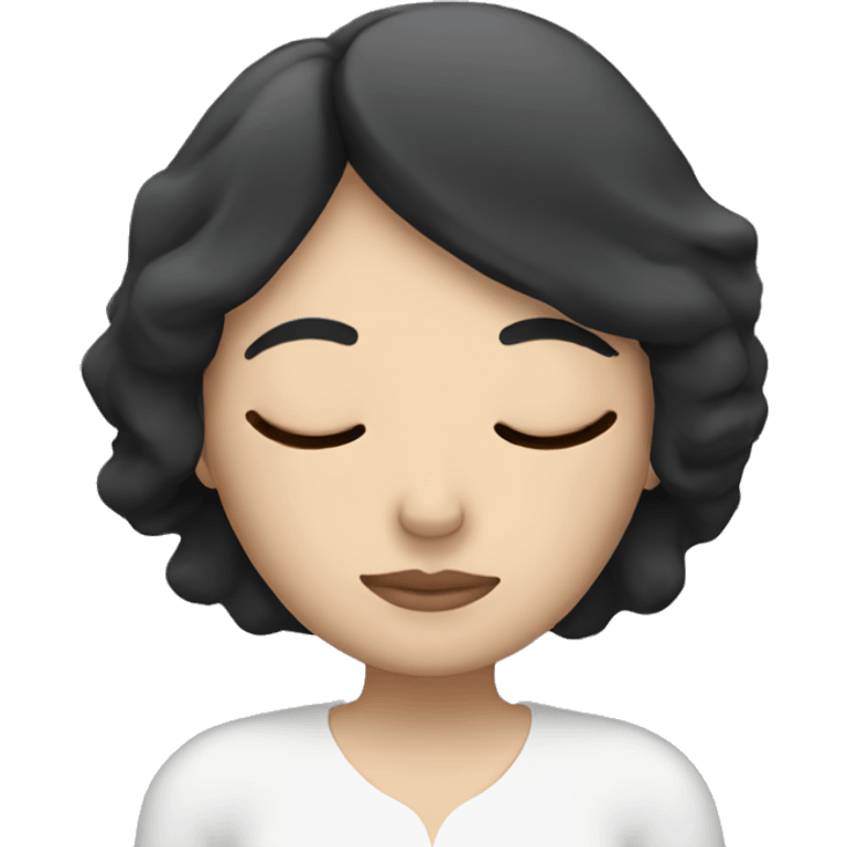 woman with black hair and white skin sleeping emoji