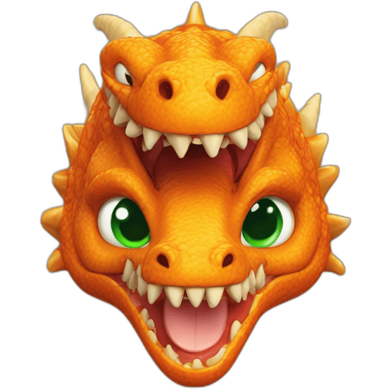 Orange dragon Green eyes eating pizza emoji