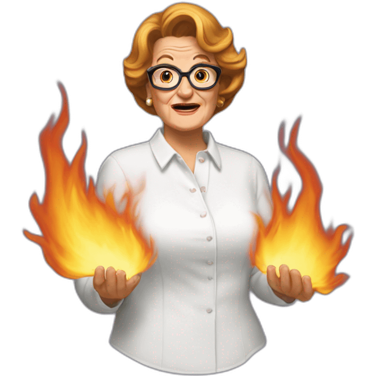 Mrs doubtfire white shirt on fire emoji