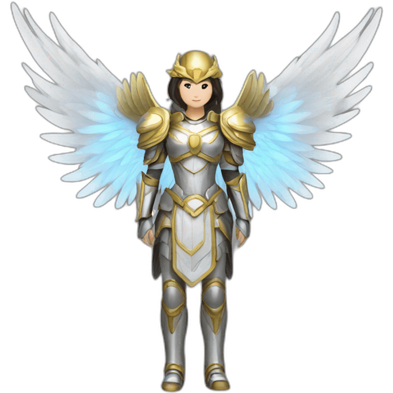 Female Asian archangels armor wings halo emoji