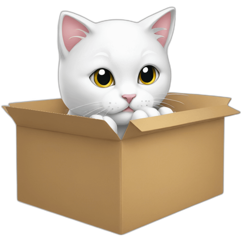 white kitty eats a box emoji