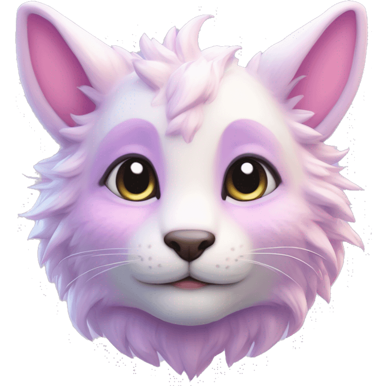 Kawaii cute colorful bright light pastel lilac-pink-white-gradient fantasy ethereal anthro fursona animal creature emoji