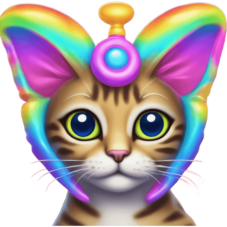 Lisa frank alien cat with antennas on head ￼ emoji