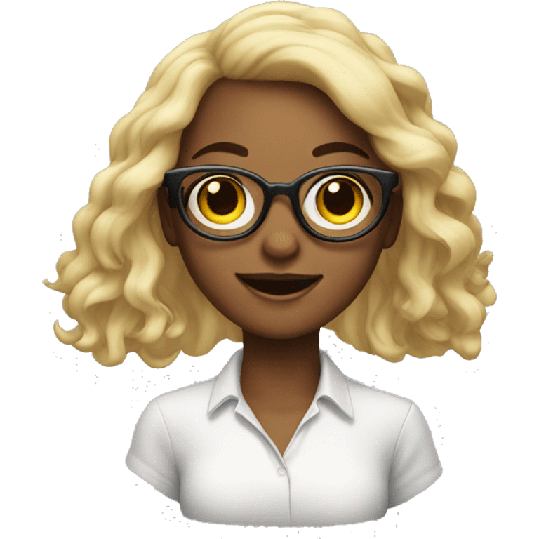 specs girl happy and she is a designer emoji