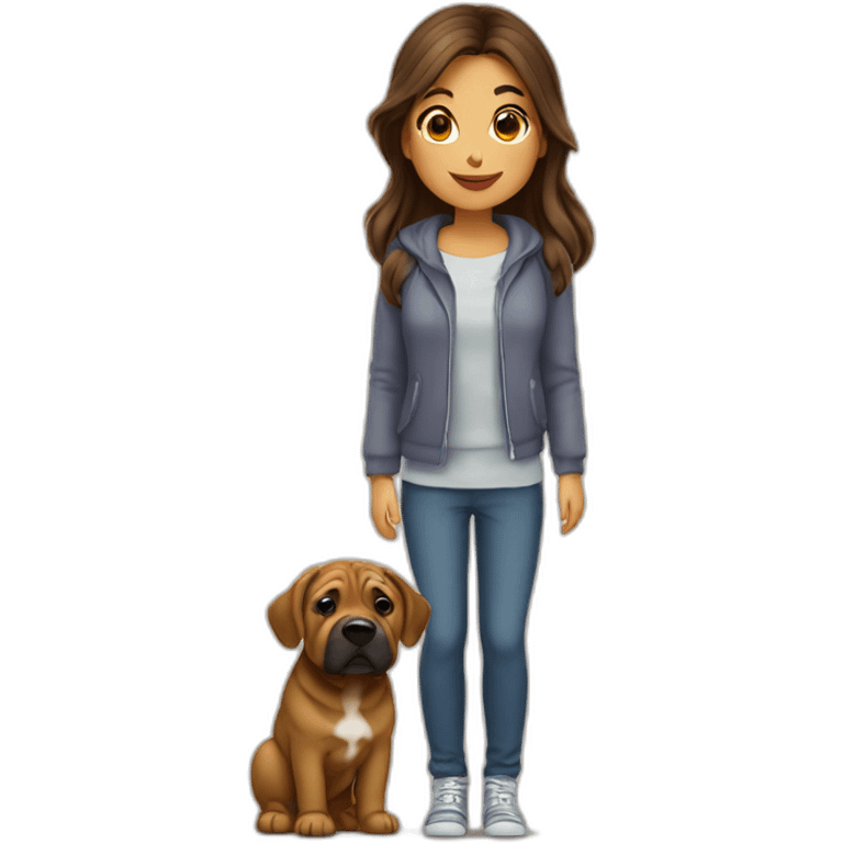 Fille brune avec un sharpei emoji