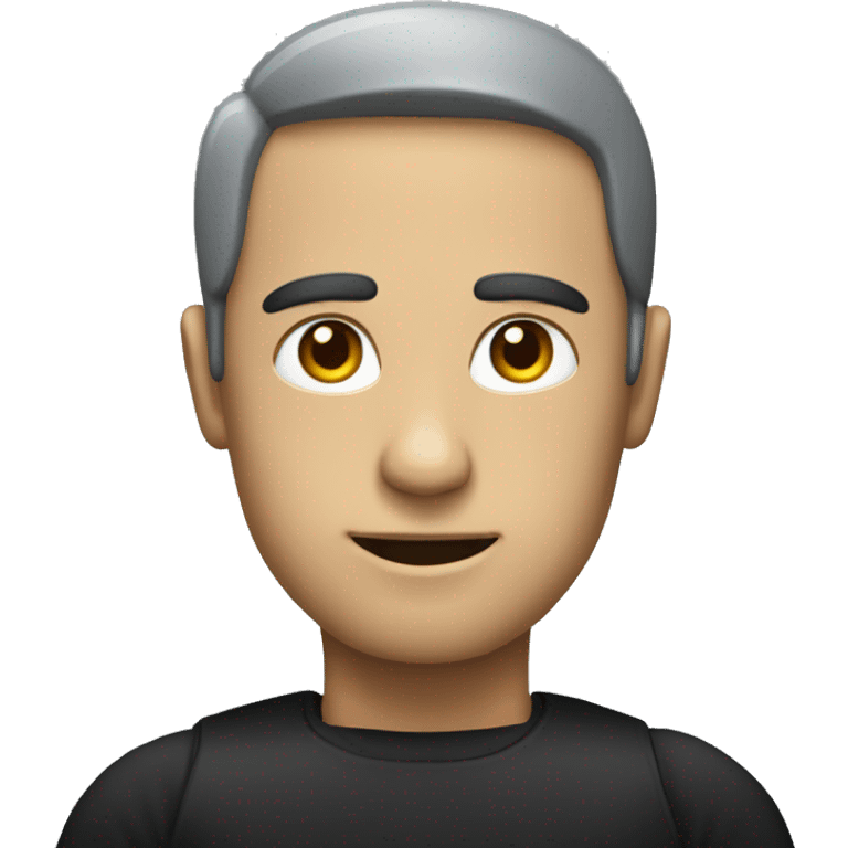 make an emoji with the face of a half-robot man wearing black office clothes emoji