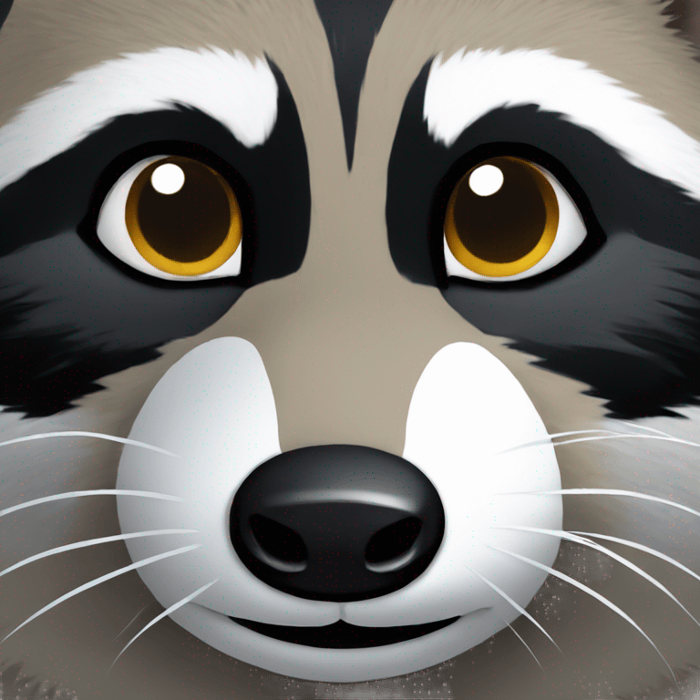 A raccoon in a circle in close-up, focusing on its details, like eyes, snout, and fur. emoji