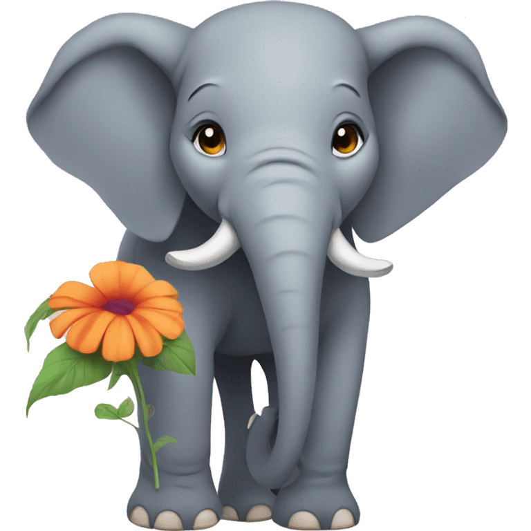 Elephant eating flower emoji