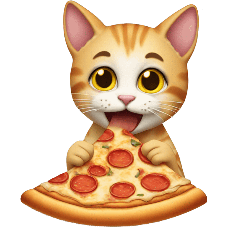 Cat eating pizza emoji