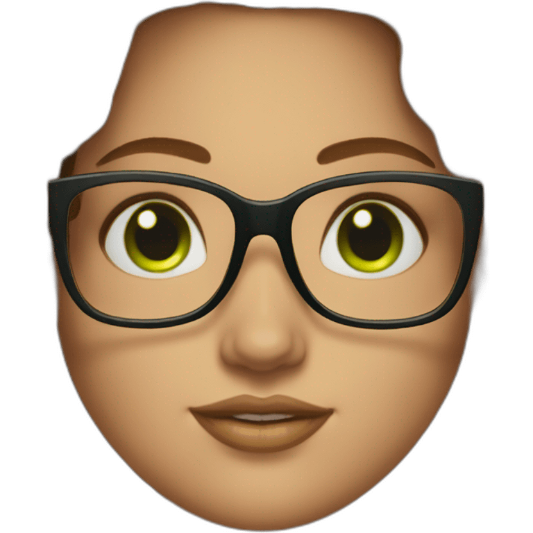 curvy-woman-with-wavy-brown-hair-square-glasses-green-eyes emoji