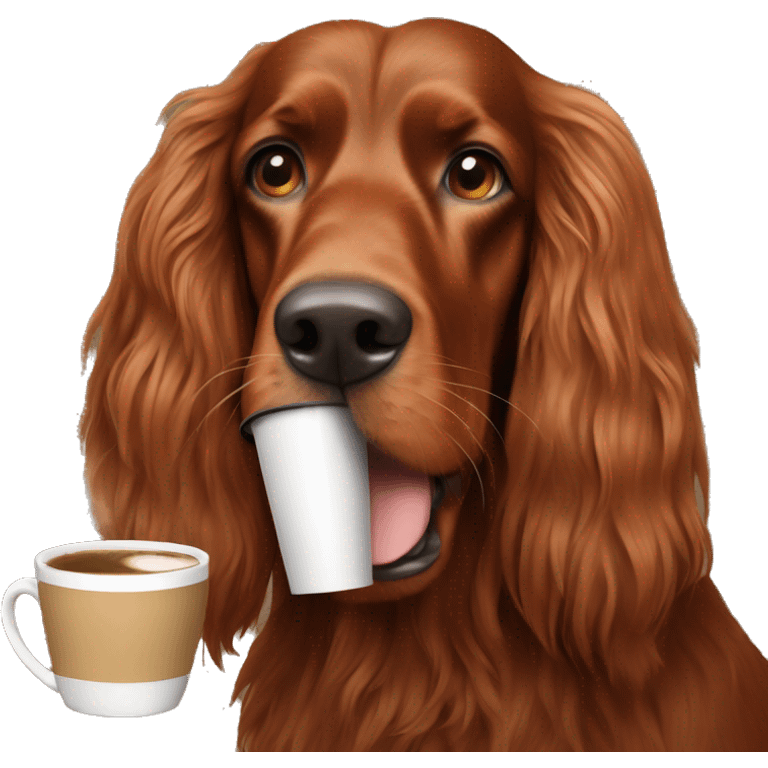 Irish setter with coffee emoji