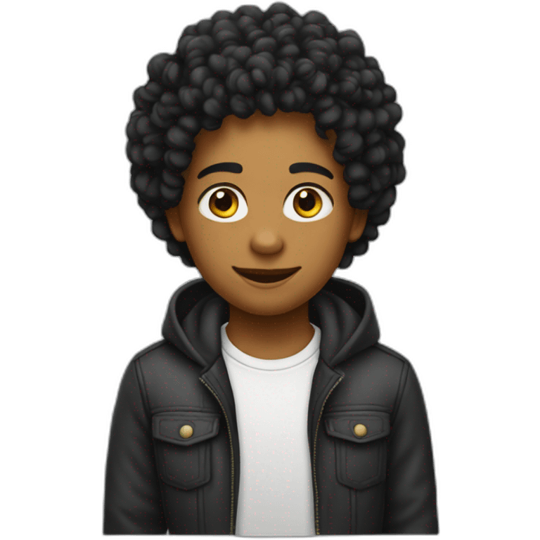 Adolescent-cheveux-bouclés-noirs emoji