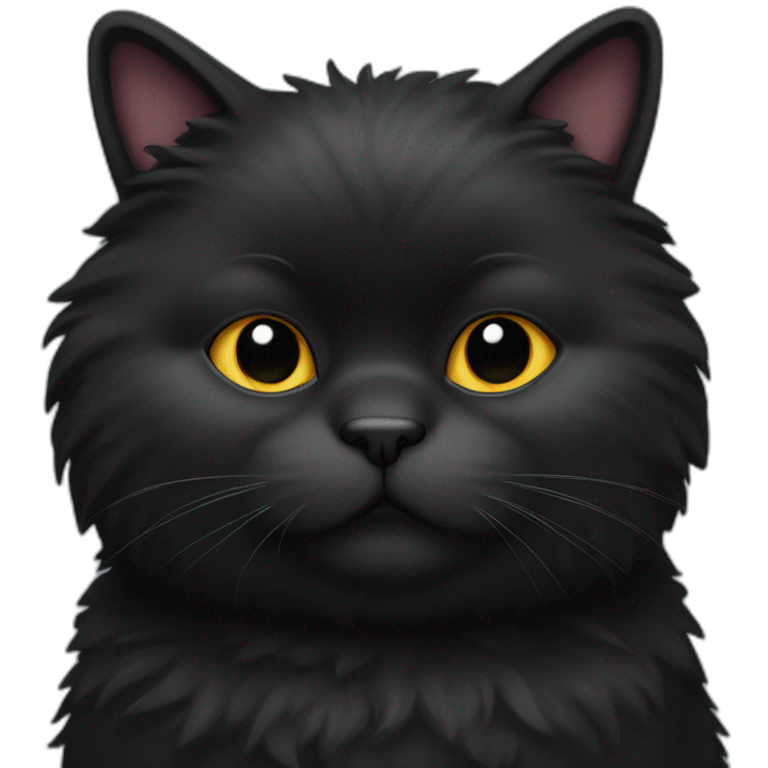 All black fat fluffy cat emoji