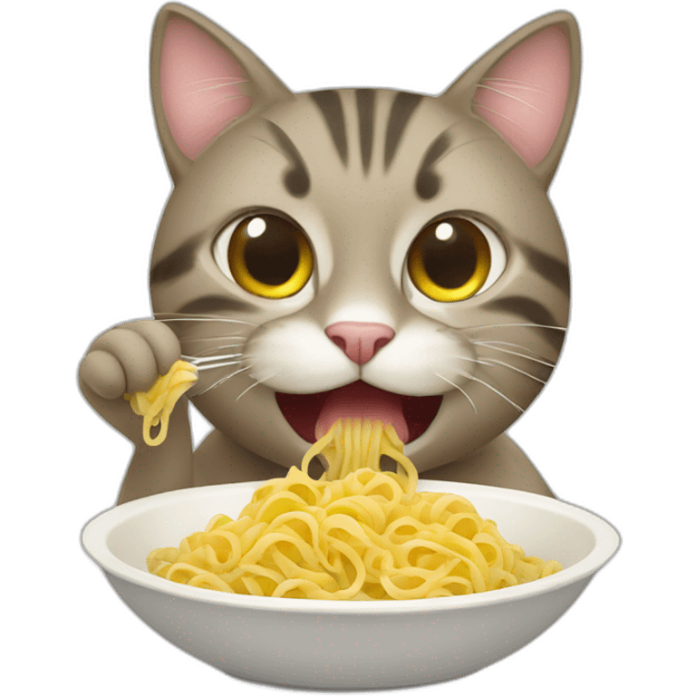 Cat eating pasta emoji