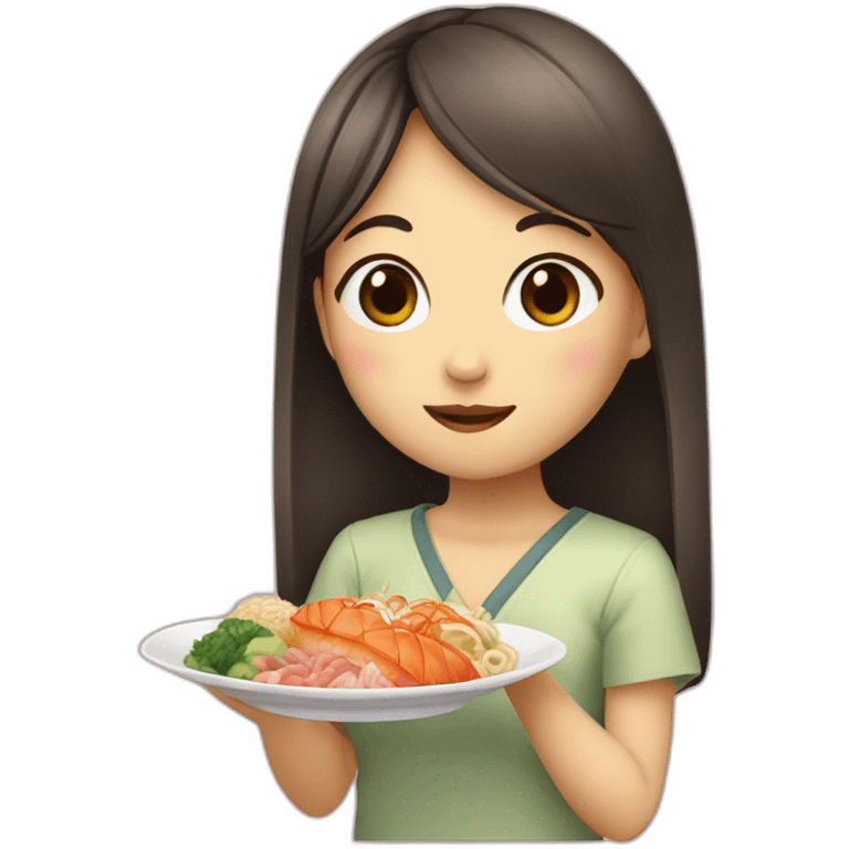 Girl eat japanese food emoji