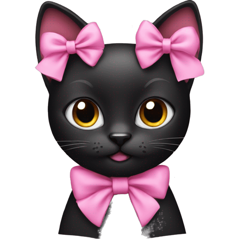 black cat wearing pink bows  emoji