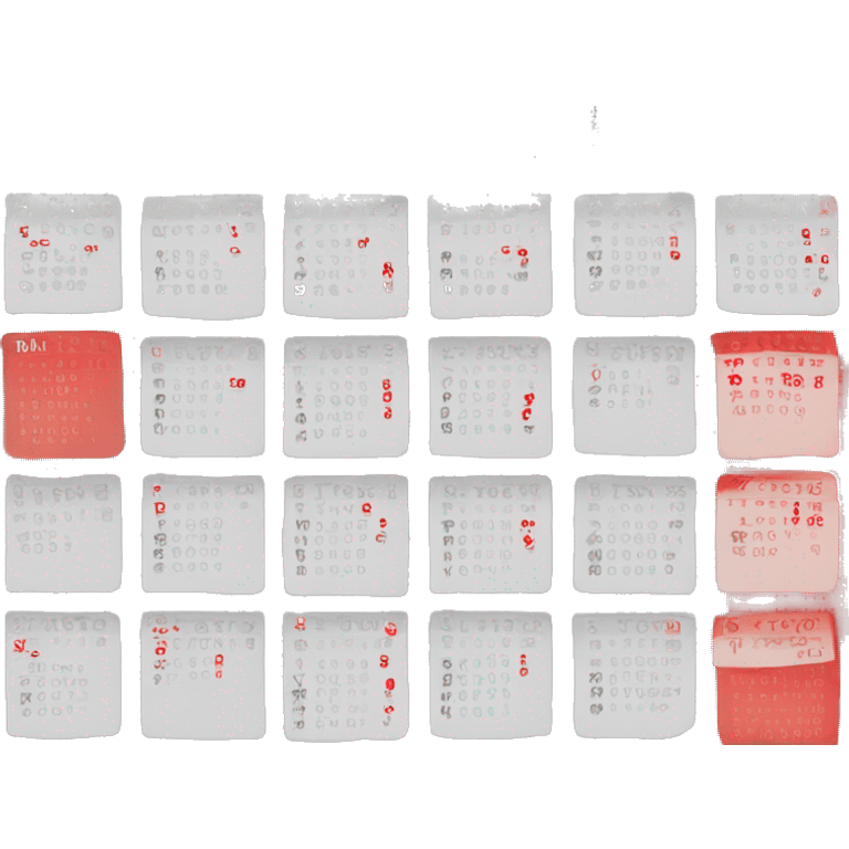 I need a basic table calendar emoji with grey and red colours. Not many details. Just calendar windows (squares) in red, a little clock on the right bottom side. emoji