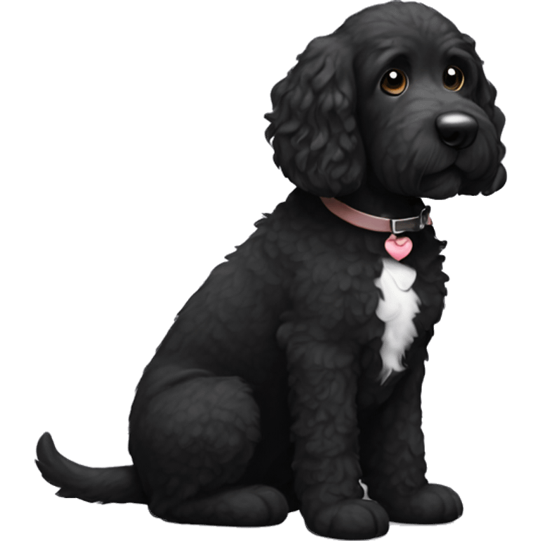 Black doodle dog with white belly and white paws  emoji