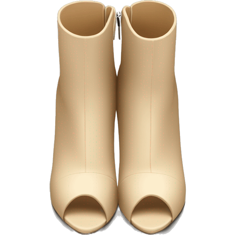 Realistic isolated top view of a pair of beige peep toe high heel ankle boots. emoji