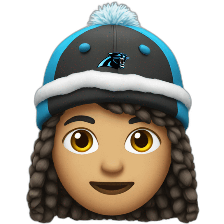 Wearing a Panthers winter hat  emoji