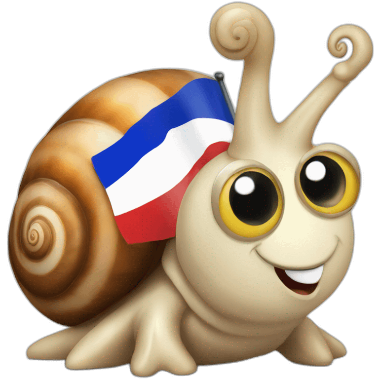 really cute snail with French flag emoji