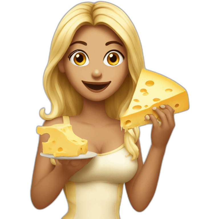 Sexy girl eating cheese emoji