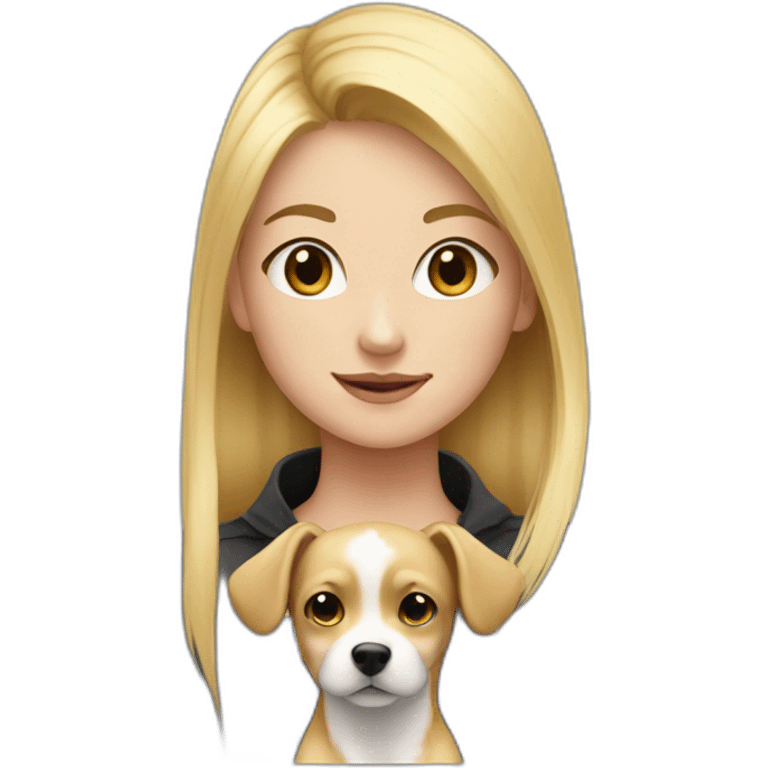 blonde girl with a small shitsu dog emoji