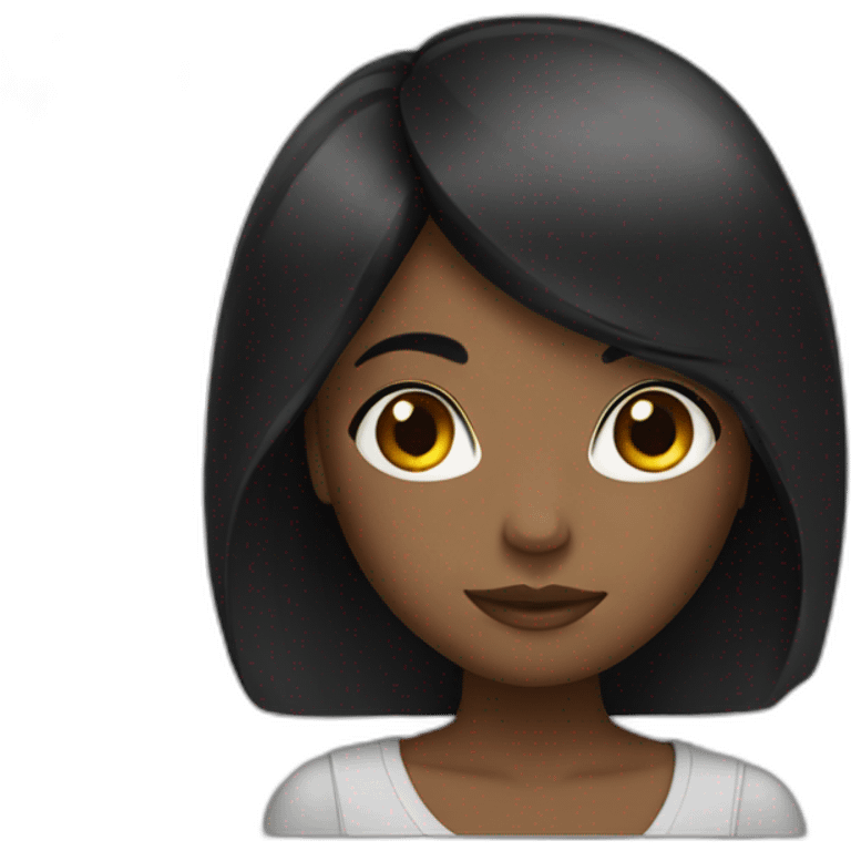 black girl with big straight black hair emoji