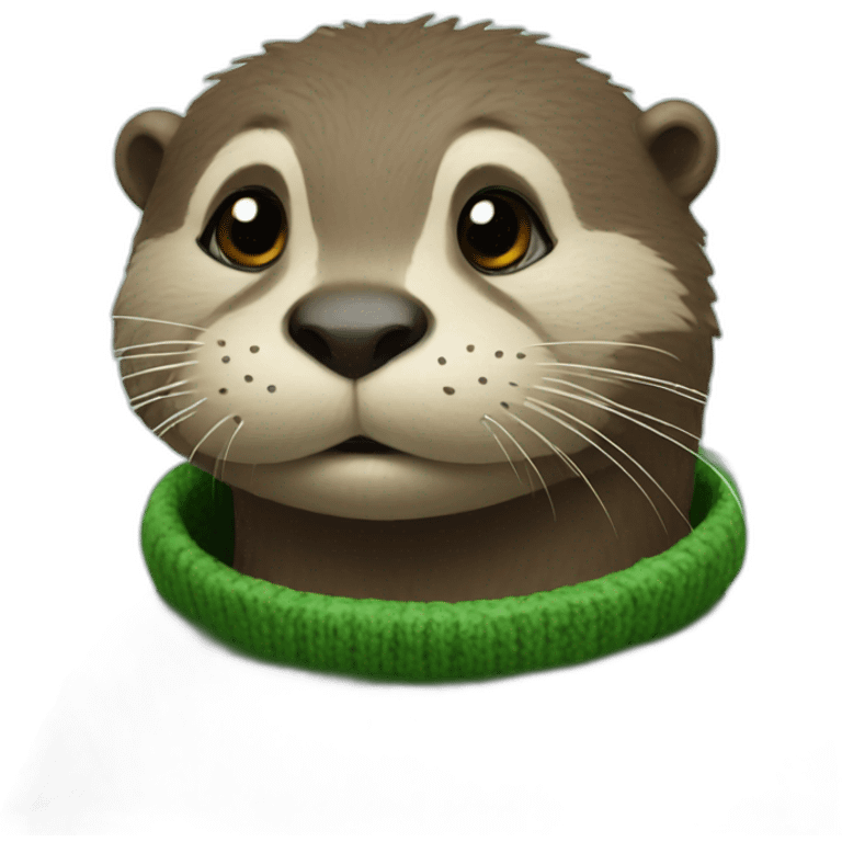 Otter in a green sweater with M written on it emoji