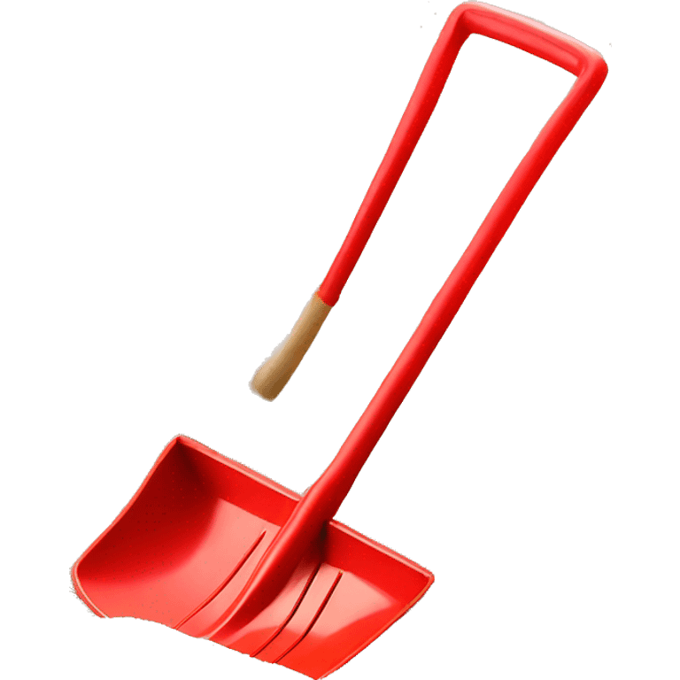 Red plastic shovel and rake in sand emoji