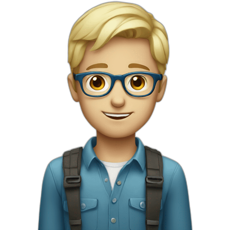 blue-eyed blonde boy with glasses emoji