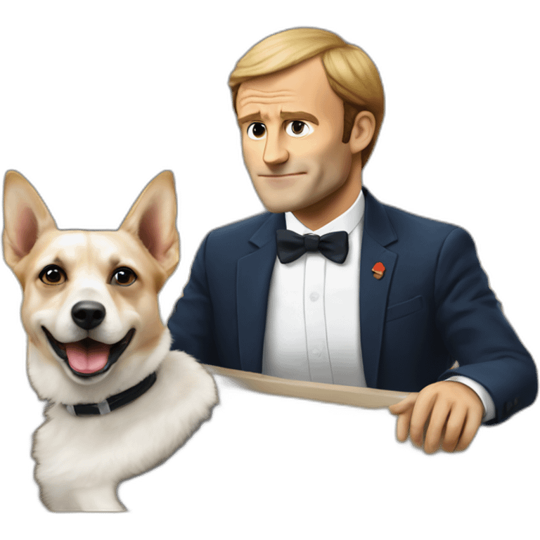 Macron sur un chien emoji