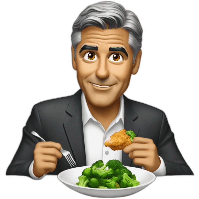 george clooney eating chicken and broccoli emoji