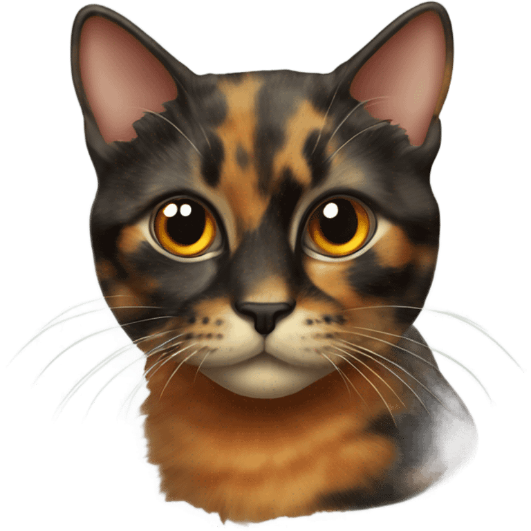 Tortoiseshell cat with small orange patch on corner of nose emoji