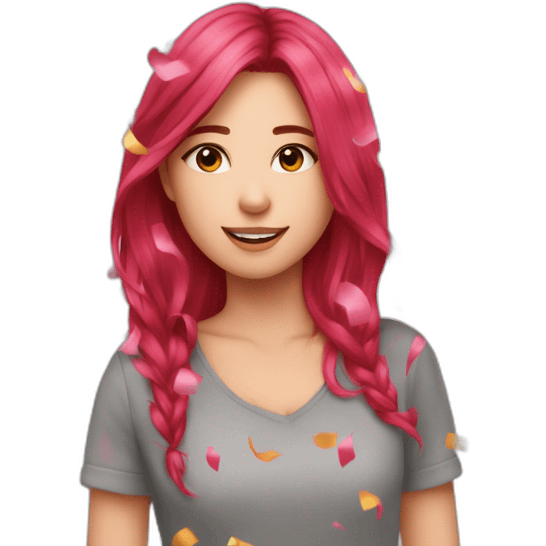 girl-long-straight-rosered-hair-throwing-confetti emoji