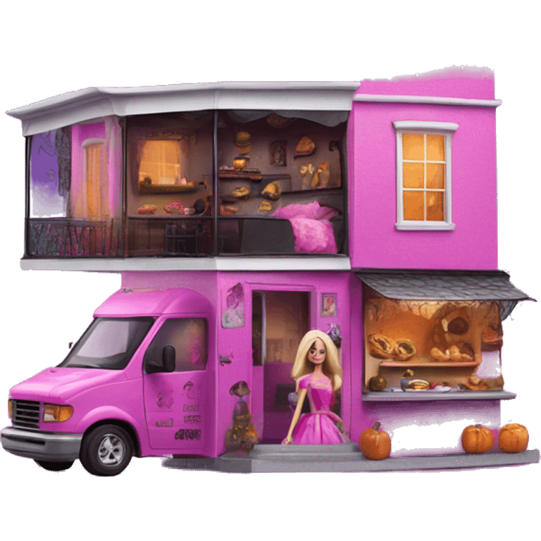 Barbie’s 5 story tall haunted dream house and food truck  emoji