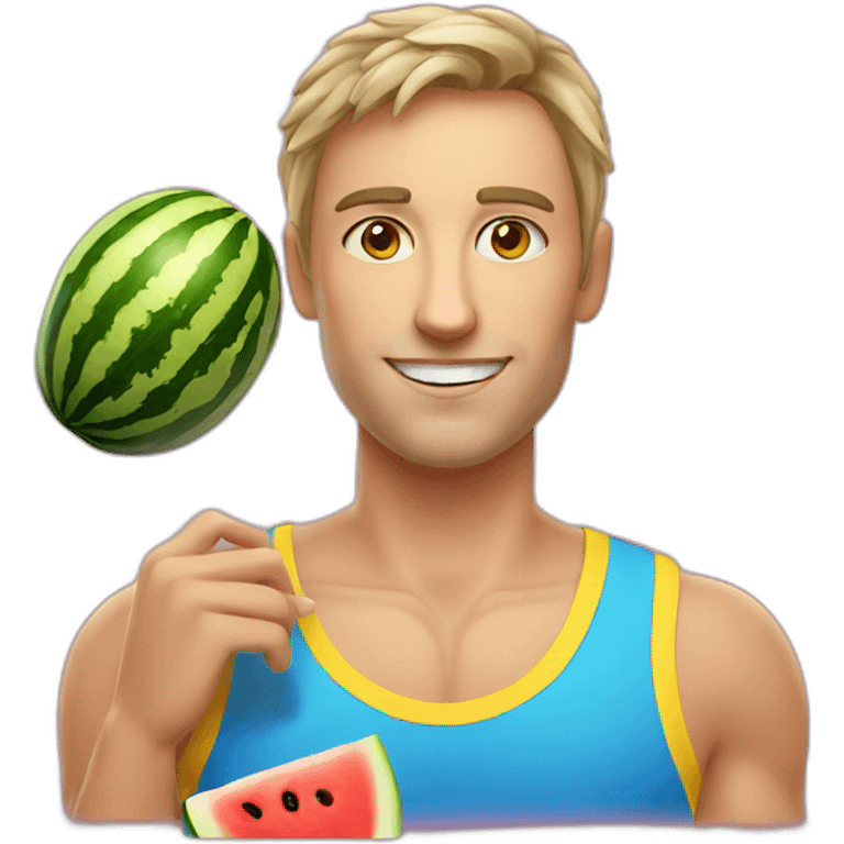 enotic ukrainian athlete with a watermelon emoji