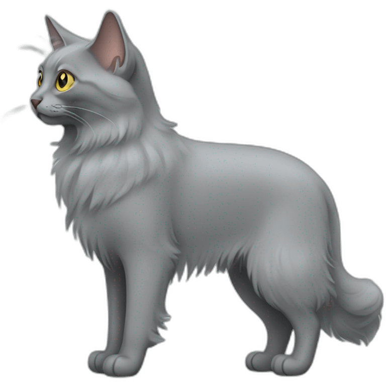 grey nebelung cat full body emoji