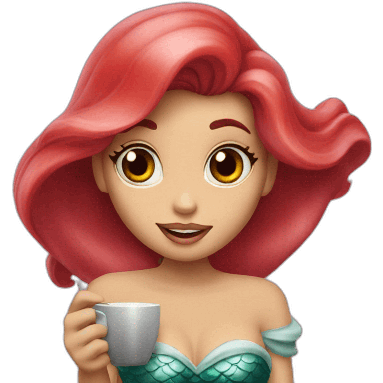 the little mermaid with coffe emoji