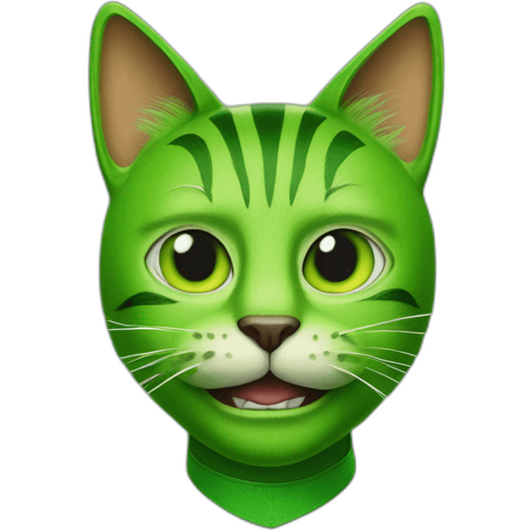 green cat wearing a jim carrey costume from the film the mask emoji