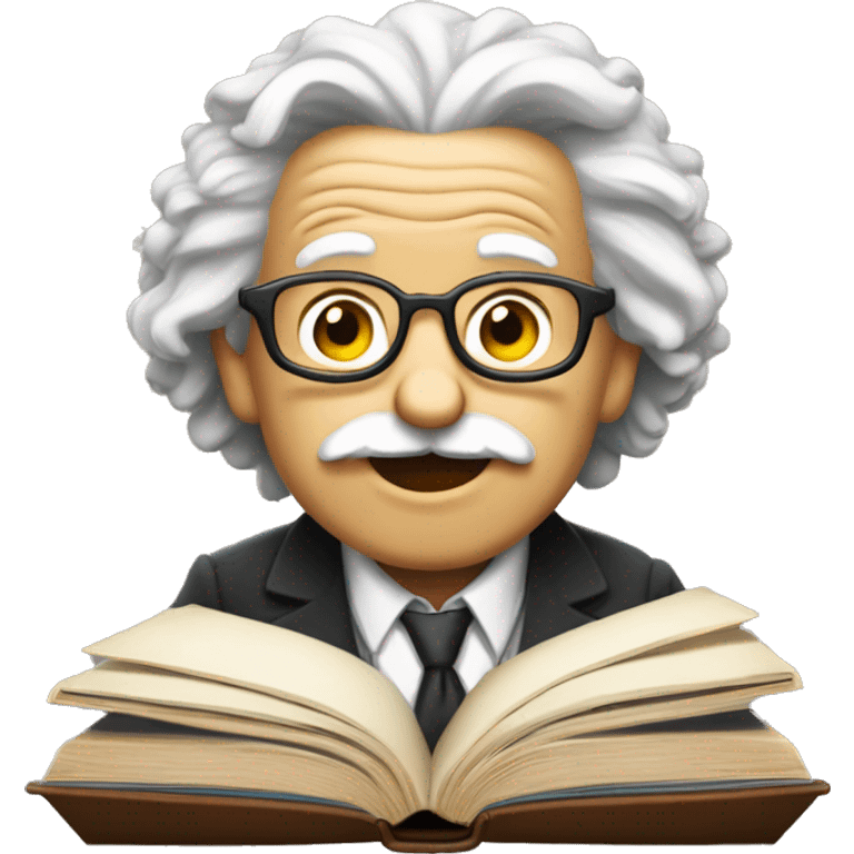 ola hecha con libros y Einstein encima surfeando emoji