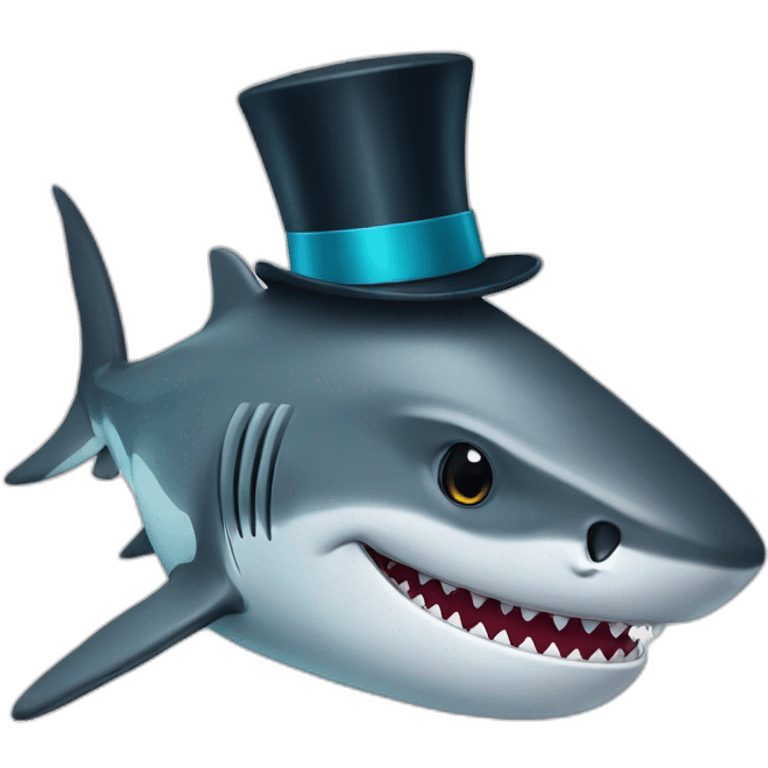 Shark with a top hat emoji