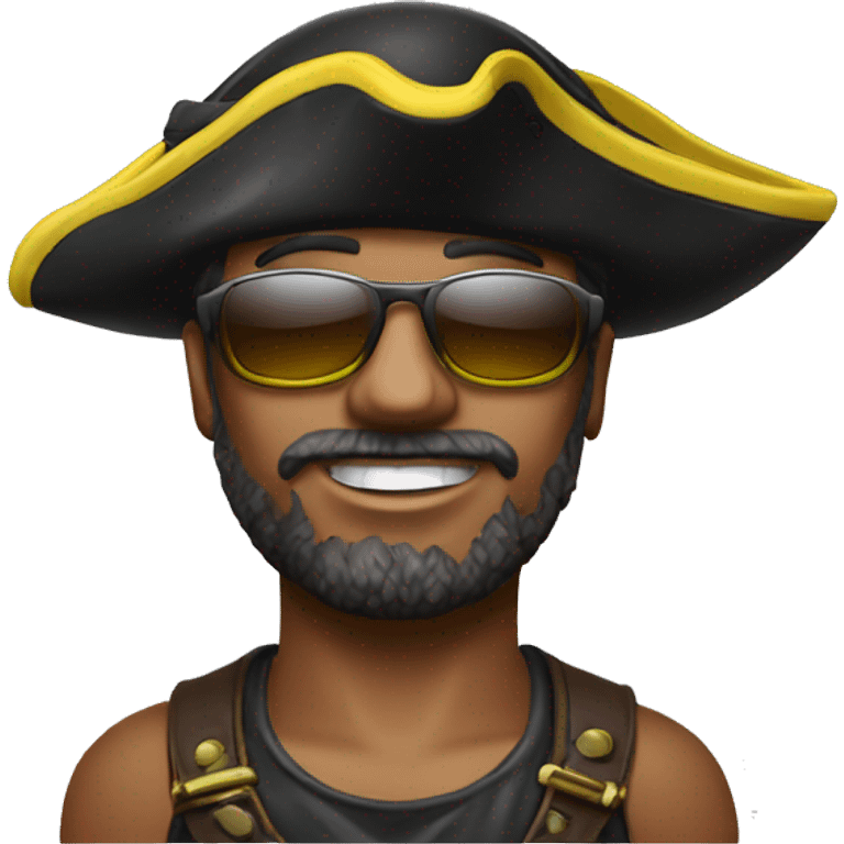 A man with pirate cap and a neon sun glasses   emoji