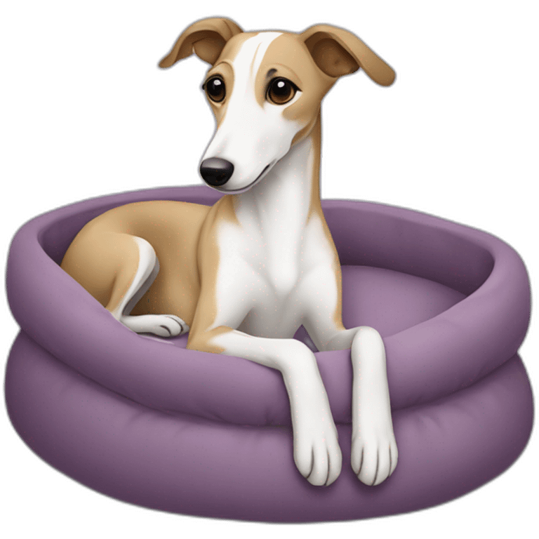 whippet in a bed emoji