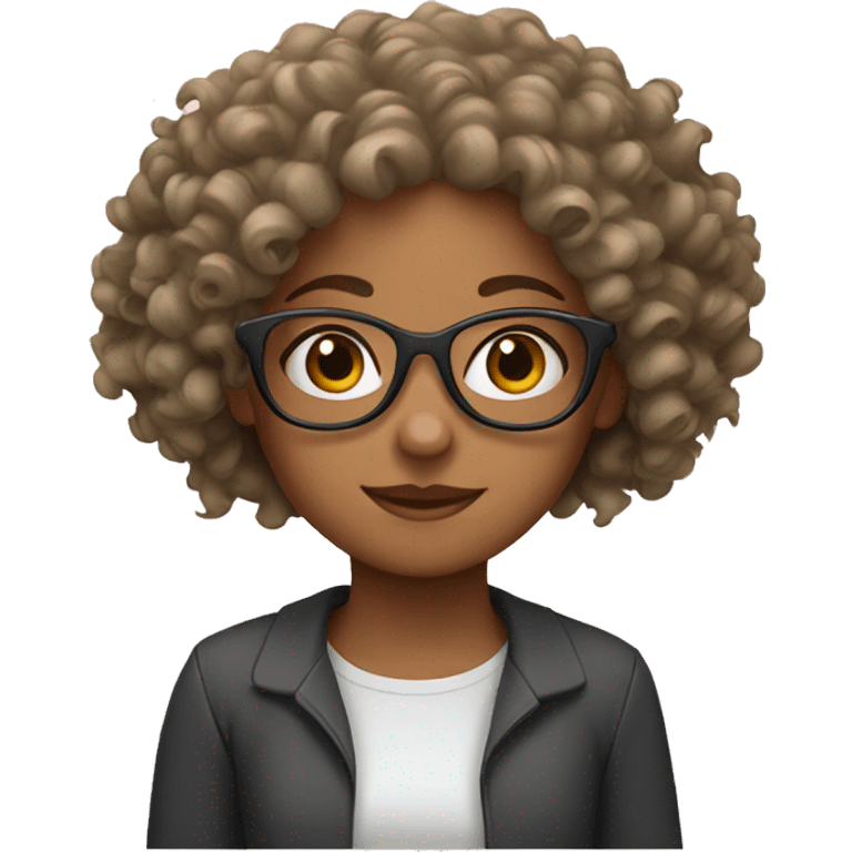 A Girl with Curly Hair and glasses emoji