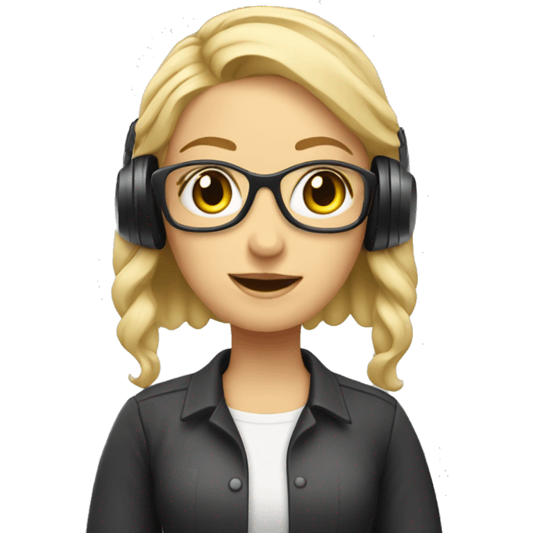 Audio technician blonde girl with an audio desk emoji