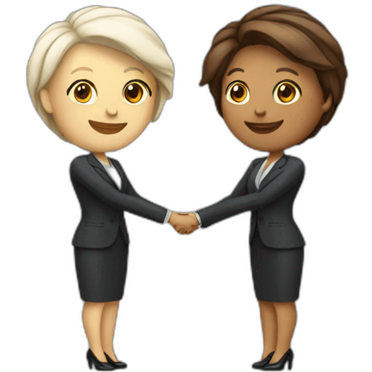 two white business women with different hair colors shaking hands emoji