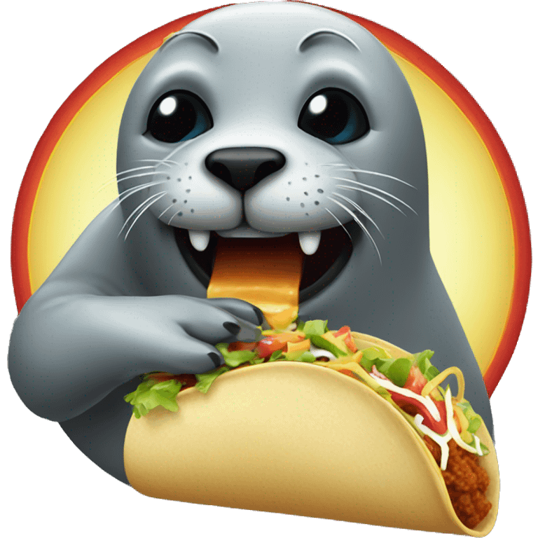 Seal eating a spicy taco emoji